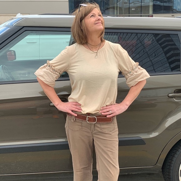 ❣️SALE❣️ Love Riche Taupe Jeweled Top - Picture 3 of 5